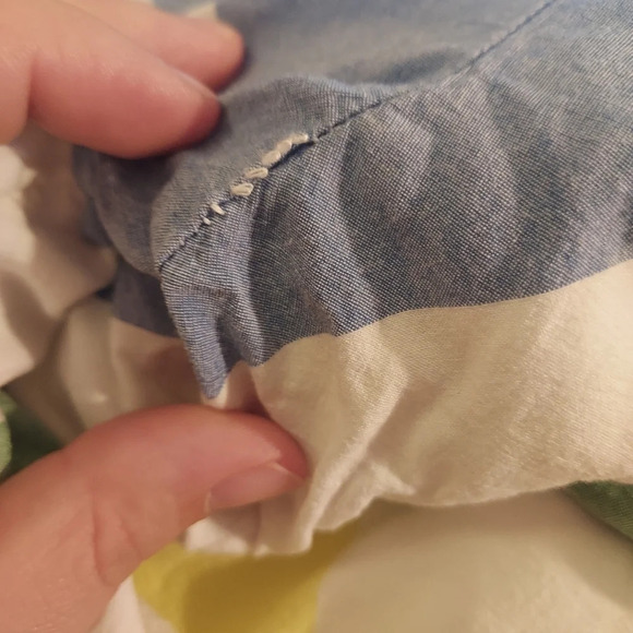 Crown & Ivy Multicolored Striped Peasant Blouse Split Neck in Size 1X - Picture 9 of 9